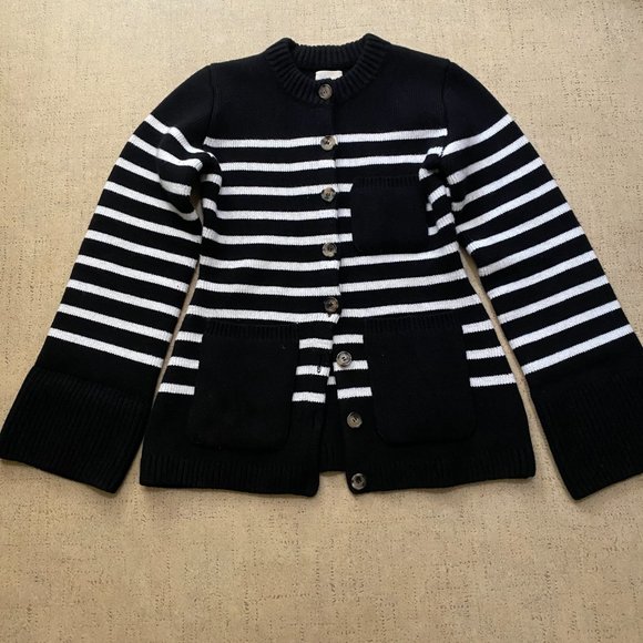 Khaite Suzette Stripe Cashmere Cardigan in black/ White - Picture 10 of 11
